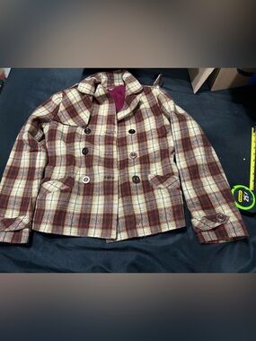 Vintage All American Girl Wax Jean plaid blazer double-breasted design. Womens M